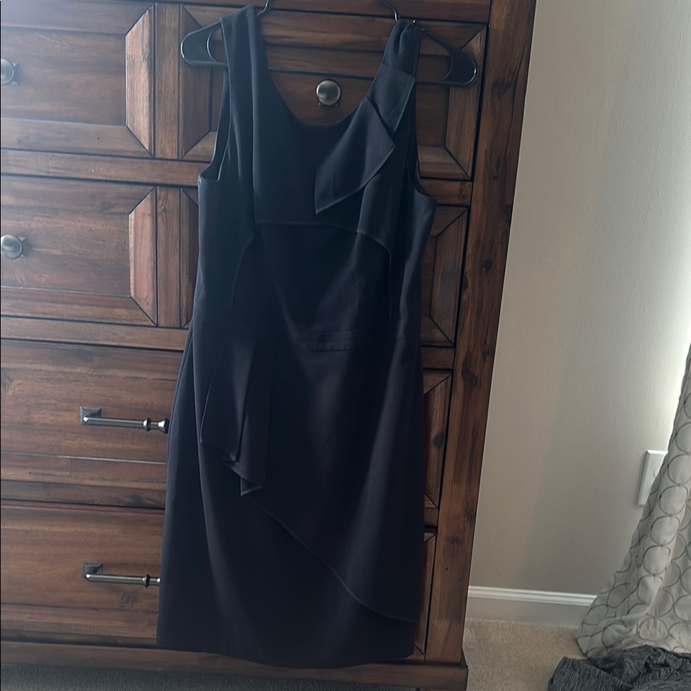 BCBGMaxAzria Black Asymmetrical Sheath Dress